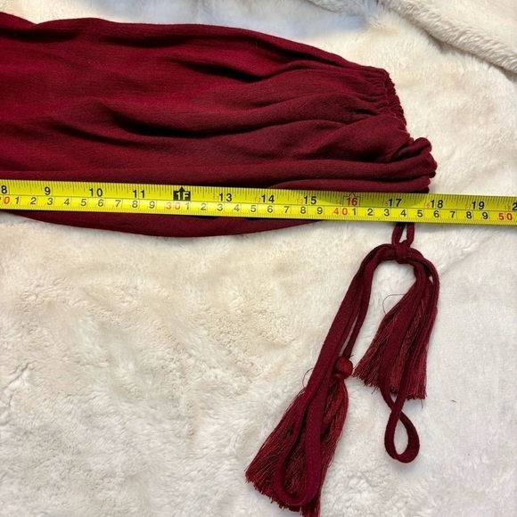 Ecru Lab Dress Small Long Sleeves Crochet Lace Detail Rayon Ties Tassels Boho - Picture 15 of 16